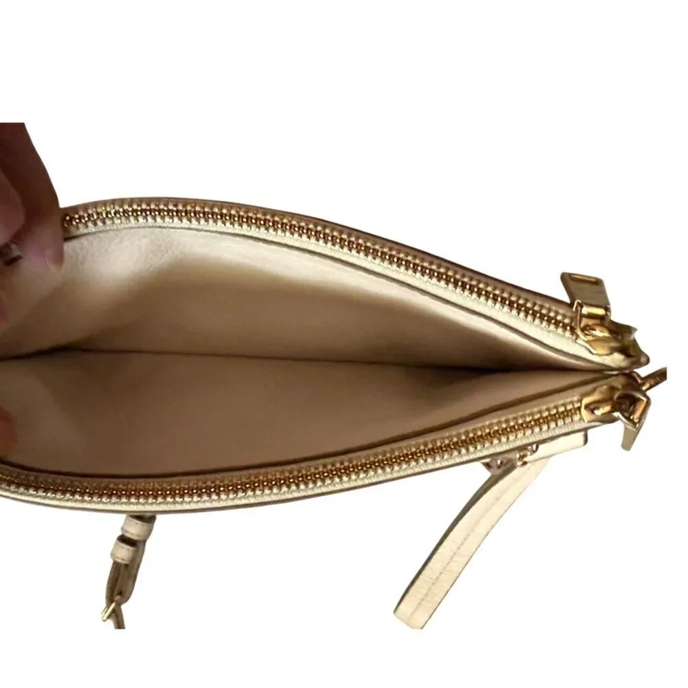 Coach Ivory Pebble Grain Leather Small Crossbody Clutch